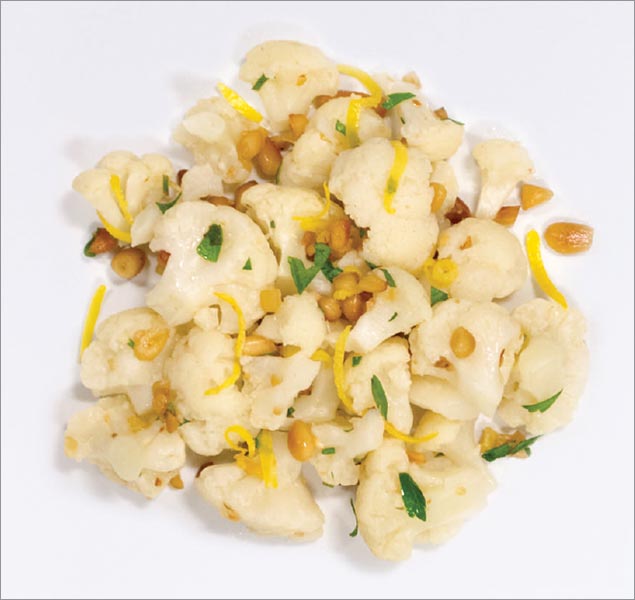 cauliflower with pine nuts and lemon zest