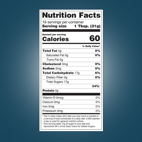 nutrition facts label with blank added sugars line