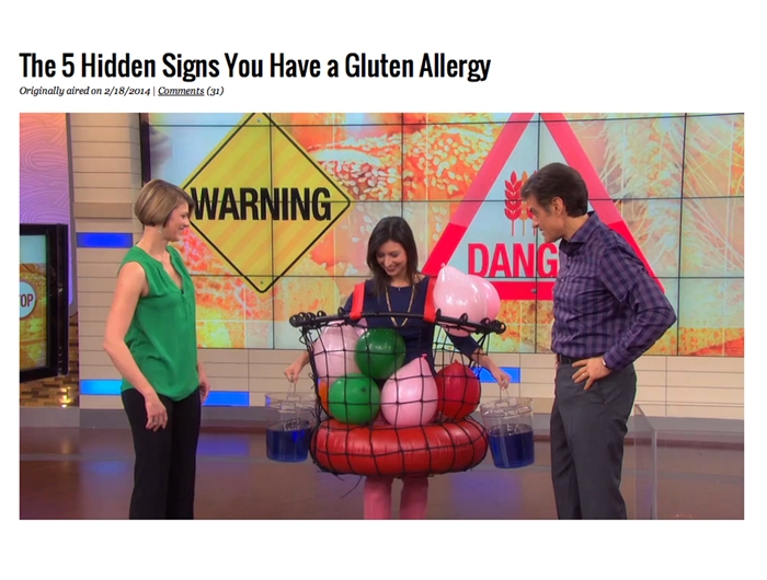 Dr. Oz gluten allergy screen capture