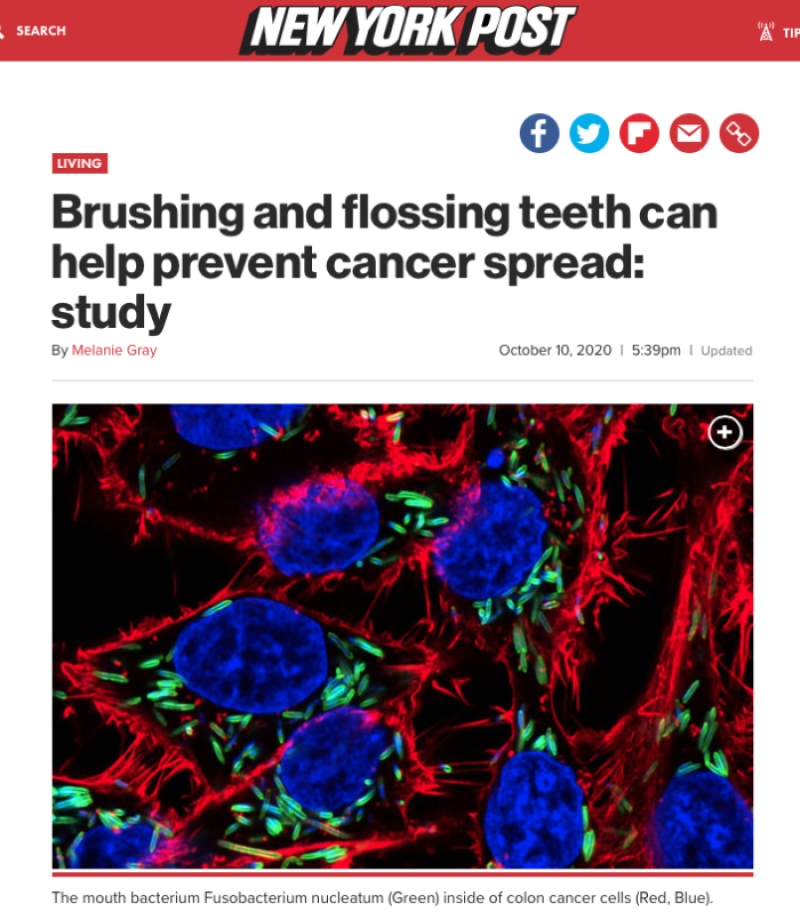 New York post story on brushing flossing and cancer